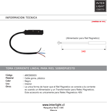 Cargar imagen en el visor de la galería, Toma corriente para riel magnetico 48V - ARCO0003