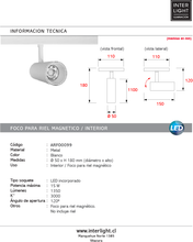 Cargar imagen en el visor de la galería, Foco riel metal magnético blanco 15W - ARFO0099