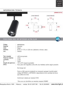 Foco dirigible magnético ultra slim negro agunlo ajustable LED 24W - ARFO0044