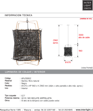 Cargar imagen en el visor de la galería, Lámpara colgante bambú fibra natural negra Ø67 cm E27 - AYLC0002 (EXHIBICIÓN)