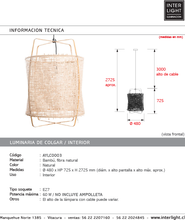 Cargar imagen en el visor de la galería, Lámpara colgante bambú fibra natural Ø67 cm E27 - AYLC0003