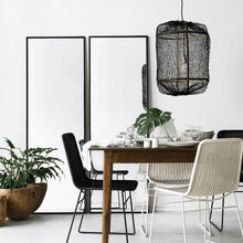 Cargar imagen en el visor de la galería, Lámpara colgante bambú malla sisal negro Ø41 cm E27 - AYLC0004