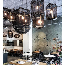 Cargar imagen en el visor de la galería, Lámpara colgante bambú malla sisal negro Ø41 cm E27 - AYLC0004