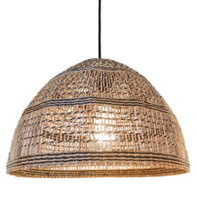 Cargar imagen en el visor de la galería, Lámpara colgante fibra natural detalles en negro 60x42 cm E27 - BRLC0061