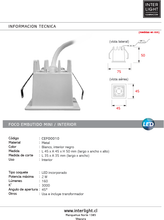 Cargar imagen en el visor de la galería, Foco mini embutido metal blanco 4,5x4,5x 5 cm LED 2W - CEFO0010