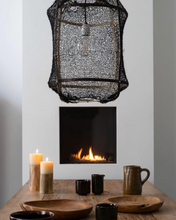 Cargar imagen en el visor de la galería, Lámpara colgante bambú malla sisal negro Ø41 cm E27 - AYLC0004