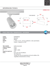 Cargar imagen en el visor de la galería, Foco riel monofásico blanco 20W 3000K-4000K-6000K - KOFO0020