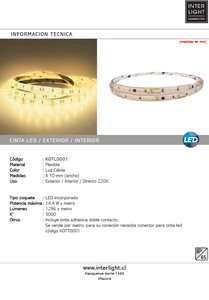 Cinta LED flexible luz cálida 14,4W 3000K - KOTL0001