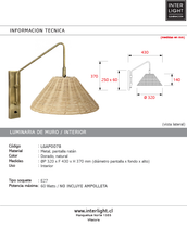 Cargar imagen en el visor de la galería, Apliqué metal dorado pantalla ratán E27 - LGAP0078