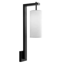 Cargar imagen en el visor de la galería, Aplique metal negro pantalla tela blanco 10x19x55 cm - LGAP0122