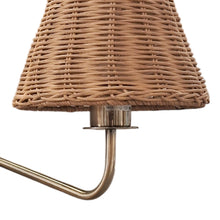 Cargar imagen en el visor de la galería, Aplique metal dorado ratán café 20xD35xH47 cm E27 - LGAP0127