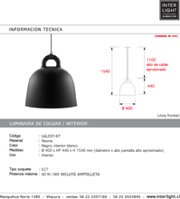 Cargar imagen en el visor de la galería, Lámpara colgante resina negro interior blanco Ø40x44 cm E27 - LGLC0147