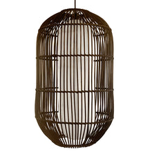 Cargar imagen en el visor de la galería, Lámpara colgante bambú pantalla tela Ø36,5 cm E27 - LGLC0150
