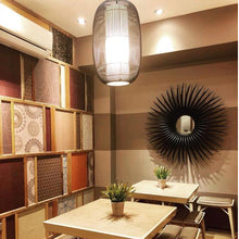 Cargar imagen en el visor de la galería, Lámpara colgante bambú pantalla tela Ø36,5 cm E27 - LGLC0150