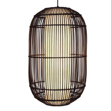 Cargar imagen en el visor de la galería, Lámpara colgante bambú pantalla tela Ø36,5 cm E27 - LGLC0150