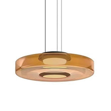 Cargar imagen en el visor de la galería, Lámpara colgante vidrio ámbar metal negro Ø45x11cm 12W LED - LGLC0189