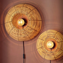 Cargar imagen en el visor de la galería, Apliqué ratán natural Ø40 cm E27 - LLAP0073