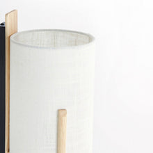Cargar imagen en el visor de la galería, Lámpara de pared madera natural textil lino blanco Ø18x22x36cm E27 - LLAP0092