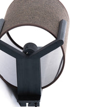 Cargar imagen en el visor de la galería, Lámpara de pared madera negro textil lino marrón oscuro Ø18x22x36cm E27- LLAP0097