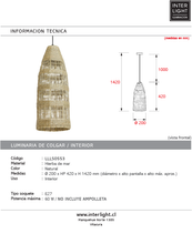 Cargar imagen en el visor de la galería, Lámpara colgante hierba de mar natural Ø20x42 cm - LLLC0553