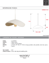 Cargar imagen en el visor de la galería, Lámpara colgante papel mache crema bronce antiguo 53x18cm E27 - LLLC0562