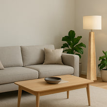 Cargar imagen en el visor de la galería, Lámpara de pie madera natural pantalla de tela Ø23x1,25 cm E27 - LLLP0082