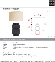 Cargar imagen en el visor de la galería, Lámpara sobremesa madera negro pantalla tela 16x12x51 cm E27 - LLLS0269