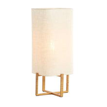Cargar imagen en el visor de la galería, Lámpara de mesa imitacion madera natural lino crema 21,5x21,5x50,5 cm E27 - LLLS0383