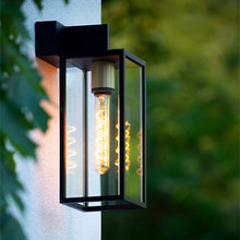 Cargar imagen en el visor de la galería, Apliqué aluminio vidrio negro exterior IP54 14x38,1 cm E27 - LUAP0131