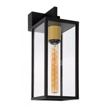 Cargar imagen en el visor de la galería, Apliqué aluminio vidrio negro exterior IP54 14x38,1 cm E27 - LUAP0131
