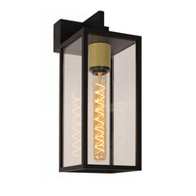 Cargar imagen en el visor de la galería, Apliqué aluminio vidrio negro exterior IP54 14x38,1 cm E27 - LUAP0131