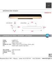 Cargar imagen en el visor de la galería, Apliqué metal acrílico opal negro 60 cm LED 9W - LUAP0137