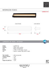 Cargar imagen en el visor de la galería, Apliqué metal vidrio negro 45x10.2 cm LED 8W - LUAP0154