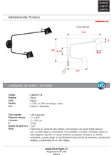 Cargar imagen en el visor de la galería, Aplique metal negro dimeable 53,8cm 2 luces 8W LED - LUAP0174
