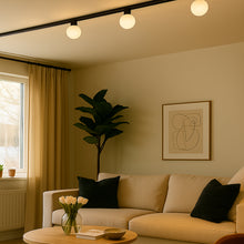 Cargar imagen en el visor de la galería, Lámpara para riel monofásico aluminio negro vidrio opal Ø10 cm 1xG9 - LUFO0022