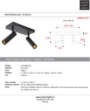 Cargar imagen en el visor de la galería, Foco aluminio negro 25x10x23 cm 2 luces GU10 (MR11) - LUFO0025