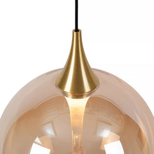 Cargar imagen en el visor de la galería, Lámpara colgante metal vidrio ámbar tres luces de 43W cada una LED - LULC0319