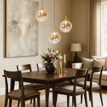 Cargar imagen en el visor de la galería, Lámpara colgante metal vidrio ámbar tres luces de 43W cada una LED - LULC0319