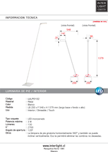 Cargar imagen en el visor de la galería, Lámpara de pie metal blanco 20x1,37 cm LED 3W 2700k - LULP0102