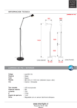 Cargar imagen en el visor de la galería, Lámpara de pie metal negro Ø25x14,3 cm 8W LED - LULP0115