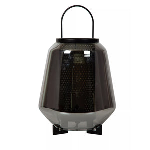 Lámpara sobremesa metal negro vidrio humo Ø23x36,5 cm E27 - LULS0151
