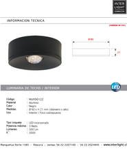 Cargar imagen en el visor de la galería, Foco sobrepuesto aluminio negro Ø6x2,1 cm LED 3W - MUFO0122

