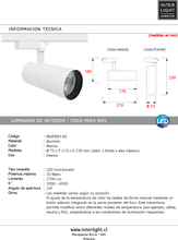 Cargar imagen en el visor de la galería, Foco riel aluminio blanco Ø 7,3x22 cm LED 30W - 3000K-4000K-6000K - MUFO0145