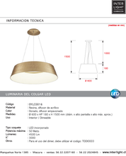 Cargar imagen en el visor de la galería, Lámpara colgante resina dorado difusor policarbonato dim Ø 60 cm LED 50W - OYLC0016