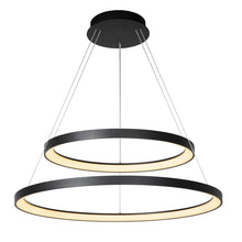Cargar imagen en el visor de la galería, Lámpara colgante negro doble aro Ø75x Ø56 cm LED 92 W - OYLC0018