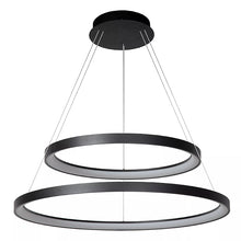 Cargar imagen en el visor de la galería, Lámpara colgante negro doble aro Ø75x Ø56 cm LED 92 W - OYLC0018