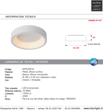 Cargar imagen en el visor de la galería, Plafón aluminio blanco difusor acrílico Ø 28 cm LED 20W - OYPL0016