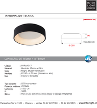 Cargar imagen en el visor de la galería, Plafón aluminio negro difusor acrílico Ø 28 cm LED 20W - OYPL0017