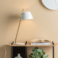 Cargar imagen en el visor de la galería, Lámpara sobremesa metal mármol dorado blanco Ø16x53 cm E14 - PGLS0050