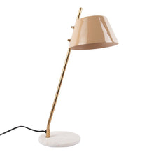 Cargar imagen en el visor de la galería, Lámpara sobremesa metal caramelo dorado mármol blanco Ø16x53 cm E14 - PGLS0051